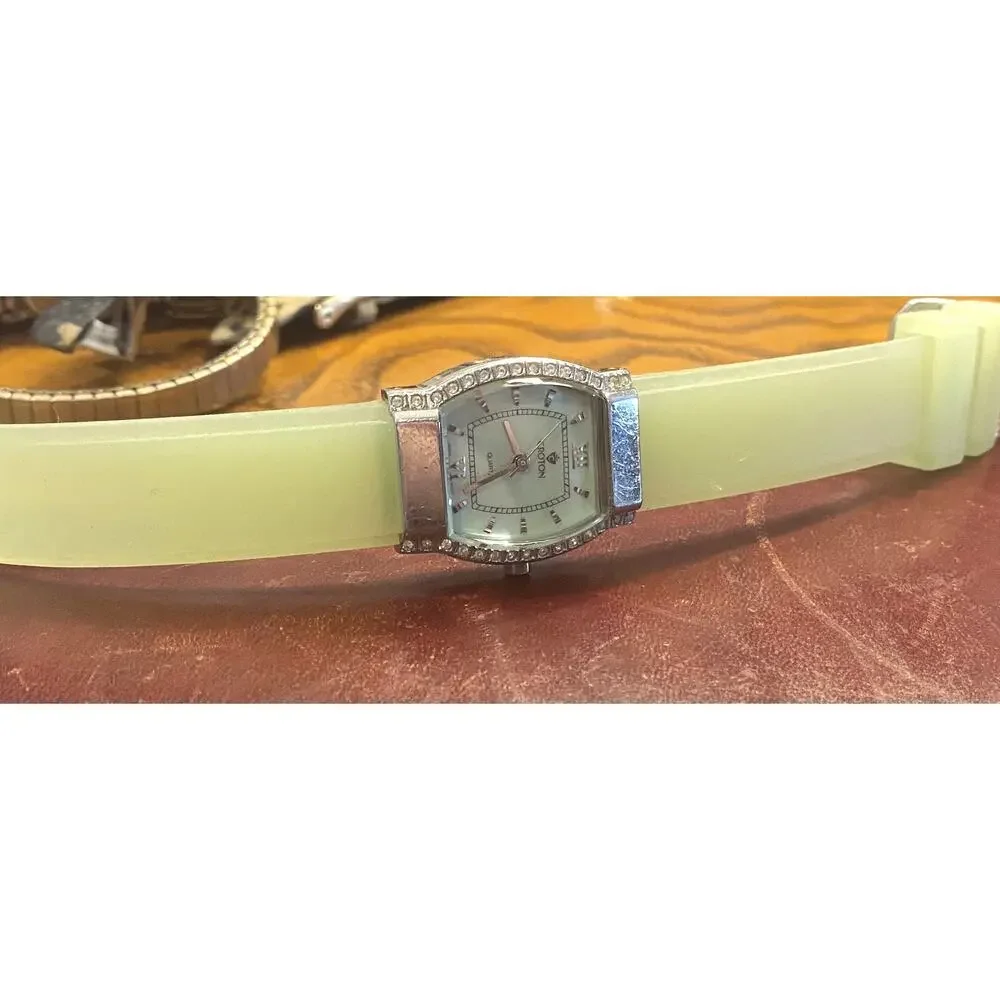 Women's Croton Watch, Green Tint MOP Face and Translucent Band, Crystal Accents